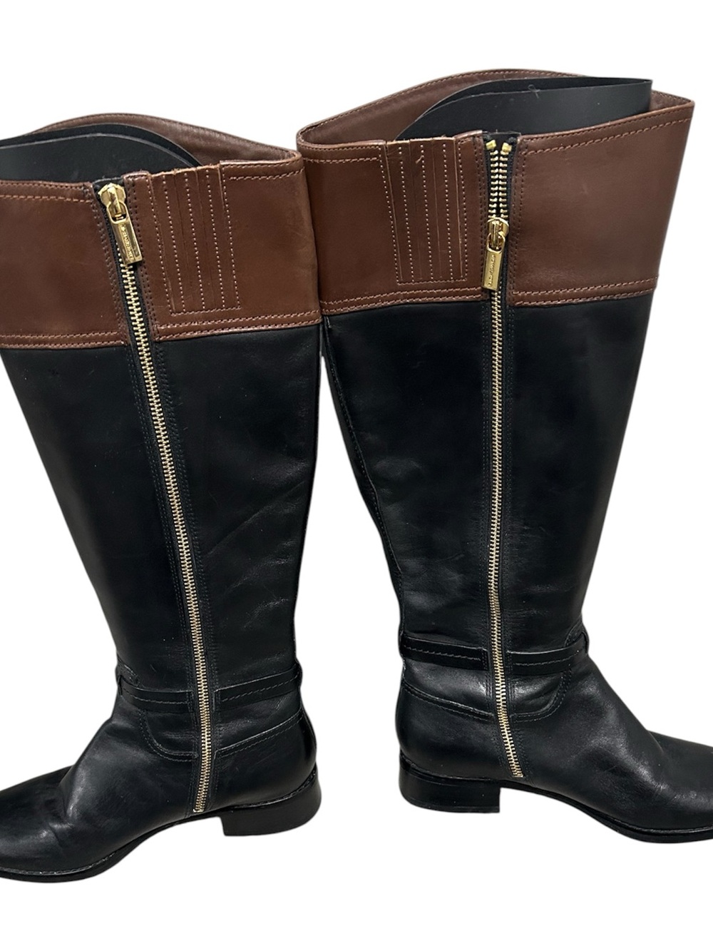 Michael Kors Stockard Fulton Harness Two-toned tall leather Boots Size 7 - Picture 4 of 6